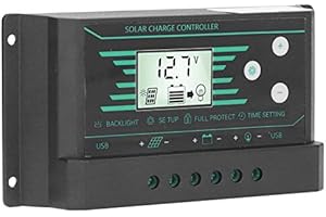 Fafeicy Solarregler Solarpanel Regler Laderegler Wasserdichter Solarregler Solarpanel Controller WM-Dual USB LCD Display 30A 12V/24V (z30)