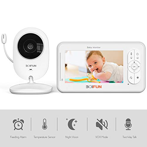 Baby Monitor, BOIFUN Baby Video Camera with 4.3'' 1280x720P HD Screen 2000mAh Rechargeable Battery with VOX Night Vision Temperature Monitor Two-Way Talk 355 Degree Baby/Elder/Pet