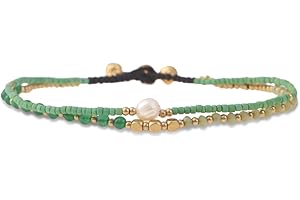 Made by Nami Bracelet de Cheville Femme Fille Surfeur Perles Fête Plage Fait Main Goa Hippie Chevillère Multicolore Oriental