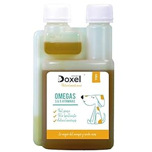 Doxel 4all-250ml Aceite para Perros| Suplemento Natural | Sistema Inmunitario Reforzado| Articulaciones sanas| Pelo Brillante| Piel Sana| Ácidos grasos Omega 3 6 9| Vitamina E| Alergias Perro|Natural