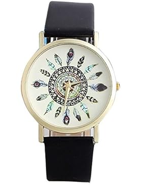 Sunnywill Neue Vintage Feder Zifferblatt Leder Band Quarz Analog einzigartige Armbanduhren für Frauen Mädchen...