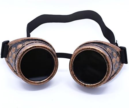 Buynew-Fashion Vintage Goggles Steampunk Welding Goth Cosplay Vintage Goggles Cyber Goggles Rave Victorian (red bronze)
