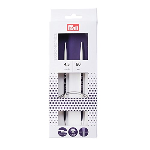 PRYM Rundstricknadel, ergonomisches Design/Nadeln, Metall, Mehrfarbig, 4,5 mm, 80 cm