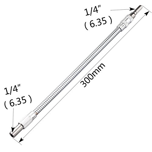 TRIXES Flexibler Bit – Halter, Verlängerung, Silber, 300mm, 360-Grad-drehbar, DIY - 3