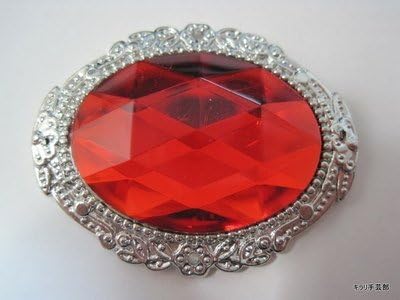 1842 Handicraft Stone Seated Bijou (Acrylic Beads) Red 4.2 x 5.3 cm 1 piece x 12 set