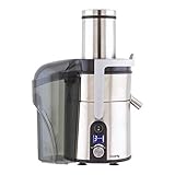 H.Koenig Centrifugeuse Extracteur de Jus de Fruits et Légumes 1L Inox GS32 Sans BPA, Bec Verseur Extra-Large bouche, Puissante 1200W, 5 Vitesses, Ecran LCD, Pieds Anti-dérapants