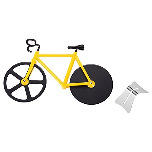 Topbest Fahrrad Pizzaschneider 100 % Essen Grade Edelstahl Doppel Pizza Schneider - 2