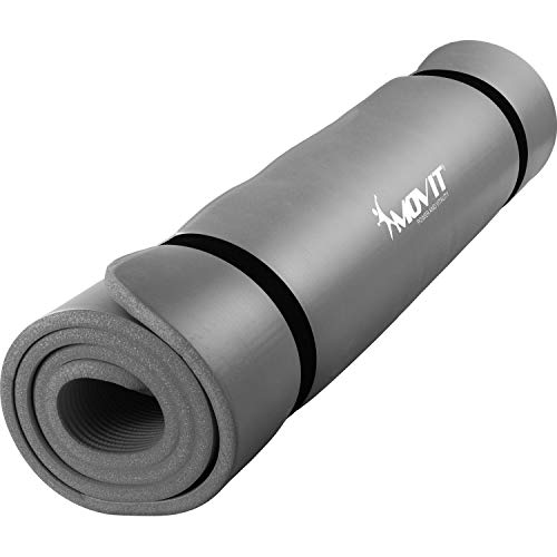 MOVIT - Esterilla para pilates - Sin ftalatos - Homologada por la SGS - Largo 190 cm x 60cm - Grosor 1,5 cm -gris