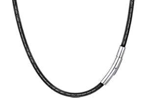 BERRY ONLY 2/3mm Kunstleder Halskette Herren ohne Anhänger, Geflochten Lederkette mit Verschluss Druckknopf/Schwenkschnalle, Lederband Kette Herren 41-76cm Lederhalskette Geschenke für Männer Valentinstag