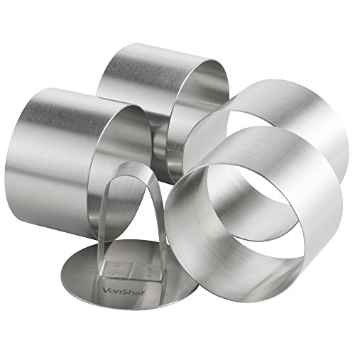 VonShef 4-teiliges Set Professionelle Speiseringe Rösti Ringe zum Kochen und Präsentieren mit Stamp - 2