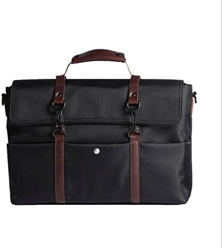 JJC321 Unisex Faux Fiber Executive Business Satchel Bag Work Briefcase (Black / Gray), British Style Casual Briefcase Fashion Canvas Shoulder Bag ( Color : Black )