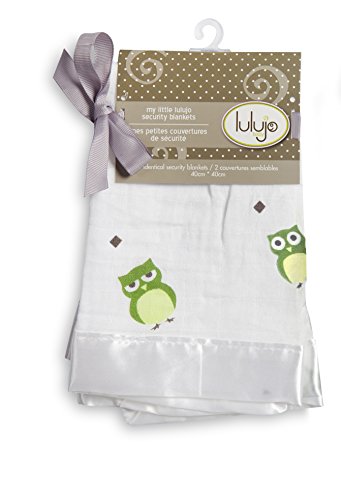 Lulujo Muslin Cotton Security Blankets Green Owls