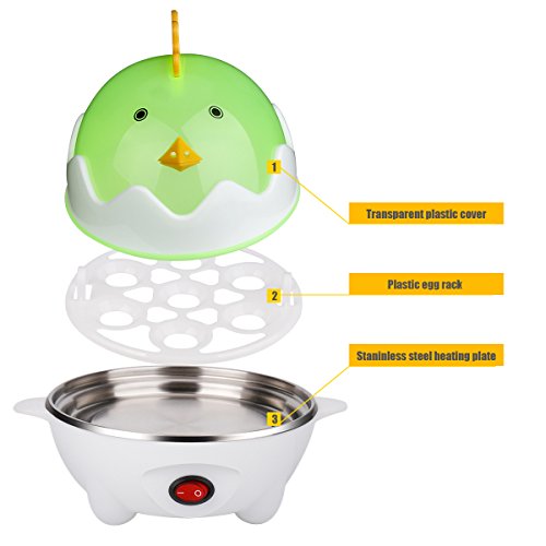 Eierkocher – Ourmall Multifunktions-Eierkocher, Eierkocher Wilderer, Gebäck Dampfgarer 7 Eier Kapazität mit CE, Rohs Bescheinigung (Hellgrün) - 4