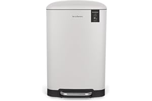 Les Collectors - Papelera de cocina con pedal de acero inoxidable n.º 528, capacidad 20L, cubo interior extraíble, acabado mate, resistente, cierre de tapa silenciosa, color blanco