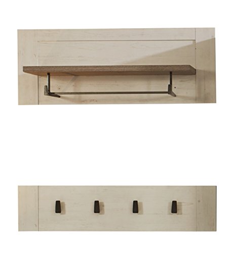 Trendteam LT Garderobenpaneel Hutablage Garderobenleiste | Weiß | Landhausstil |99 x 38 cm