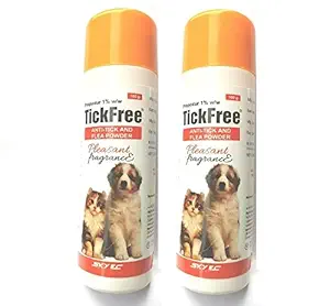 Pawsitively Pet Care Sky Ec Anti-Tick and Flea Pleasant Fragrance Powder for Dogs and Cats (100 g) - Pack of 2