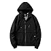 Produktbild Amphia - Herren Frühling und Herbst Freizeitjacke - Männer Frühling Herbst Mode lässig mit Kapuze Alphabet Druck Sport Jacke Mantel(Schwarz,L)