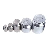 Aspecto brillante y elegante. TOOGOO(R)Peso 1g 2g 5g 10g 20g Cromado Calibracion Gramo peso de Escala para Bascula de balance digital Blanco plateado