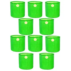 Delta Garden Strong and Durable UV Treated High Density Polyethylene Leafy Vegetable Grow Bags with Drain Holes - 250 GSM, 12x12 Inch - Pack of 10 bags (Green)