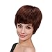 Bigood Inclined bang Fluffy Sexy Temperament Short wig Light brown 22cm