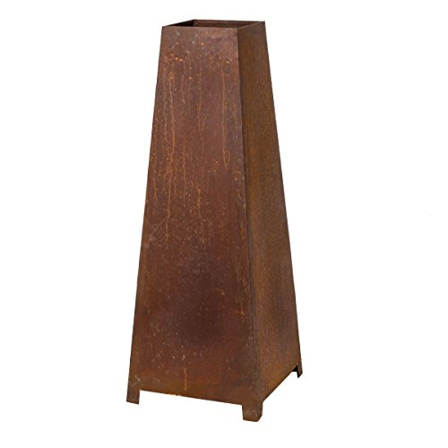 Feuerstelle Gartenkamin Metall Rost-Optik Höhe 100 CM - 3