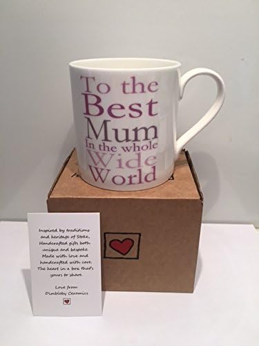 Best Mum in the Whole Wide World Fine Bone China Mug in Gift Box - Handmade in Stoke on Trent, England