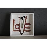 Holztablett, weiß, bunter Schriftzug, 3D