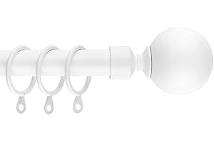 BOOM JOG Curtain Pole Metal Plain ball finials Extendable Curtain Pole Set 70 cm to 120 cm White Curtain Pole 19 mm Diameter Adjustable Curtain Rod