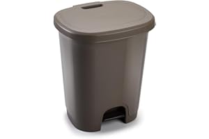 CABLEPELADO Cubo basura plastico, Cubo basura apertura pedal, Papelera de pedal, Libre de BPA, 45 cm alto x 38 cm ancho x 32 cm fondo, Capacidad 27 Litros, Wengue