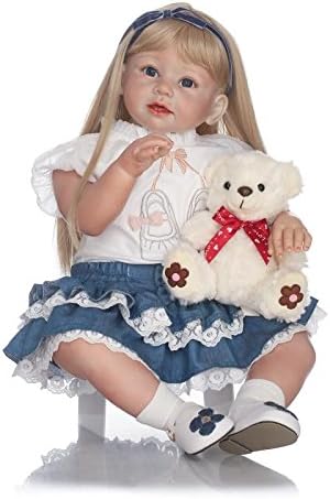MaiDe 70cm Lifelike Reborn Baby Realistic Soft Silicone Toddler Girl Dolls Long Hair for Women Girls Gift