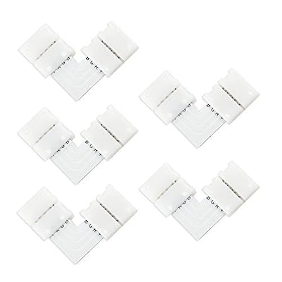 LEORX Connecteurs LED Plats (5 unités) 10mm 5050 RGB type forme L pour Ruban LED