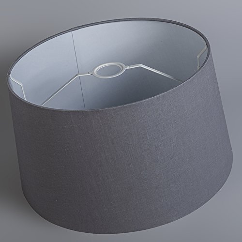 QAZQA Leinen Schirm 45cm rund DS E27 leinen dunkelgrau , Rund konisch Schirm Pendelleuchte, Schirm Stehleuchte, - 4