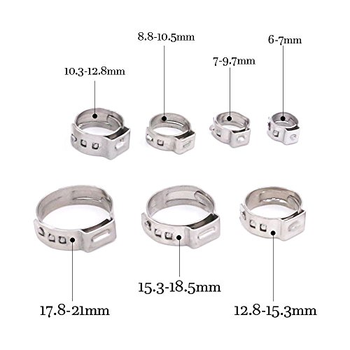 hilitchi 70 Stück Edelstahl Single Ohr Schlauchklemmen-Kit - 2