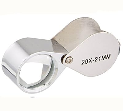 Hits_FR Co.,LTD Argent 20X 21mm Pocket Bijoux Loupe Portable Pliant Loupe Multifonction Lentilles de Grossissement pour la Lecture Inspection Gem Rock Timbre Coins Loisirs par SamGreatWorld