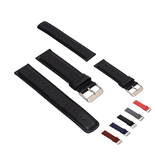 MAXKU Garmin Fenix Chronos Band, Genuine Leather Strap Wrist Band Watchband Replacement Modern Buckle with Metal Clasp for Garmin Fenix Chronos (Black)