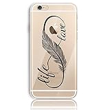 iPhone 6S Silikon Hülle,iPhone 6 Hülle,Sunroyal TPU Case Schutzhülle Silikon Crystal Kirstall Clear Case Durchsichtig,Schön Schwarz Wörter Malerei Muster Transparent Weichem Silikon Schutzhülle Handy Gürtel Tasche Schutzhülle Hülle Case Cover Fall-Abdeckung Etui TPU Bumper Kratzfeste Scratch-Resistant Schale für iPhone 6S/6 (4.7 Zoll) + 1 x Frei Displayschutzfolie - 2