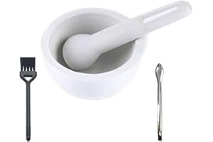 Hibucuo Mörser mit Stößel, kleiner Porzellanmörser Stößel Set Keramik Kleine Kräuterschale Pesto Küche Mörser Perfekt für frisch gemahlene Gewürze, Spülmaschinengeeigne Ø 8cm, Weiß