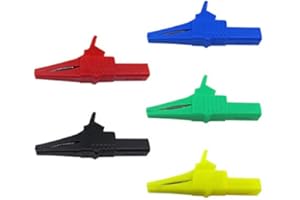 Aofan 5 Stück Metall Isolierte Krokodilklemmen 32A 1500V 4mm Bananenstecker Krokodilklemme für Multimeter, Klemmmeter-Test(5 Farben)