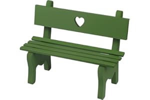 VOSAREA Miniatur Bank Puppenhaus Zubehör - Holz Mini Gartenbank Puppenhaus Holz Bank Miniatur Deko Gartenbank für Puppenhaus Garten, Grün