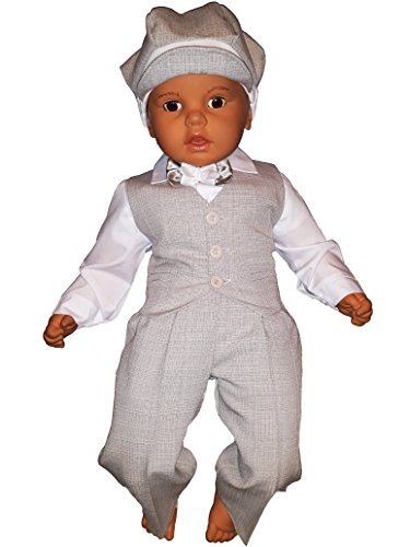 Taufanzug, Festanzug, Jungenanzug, 5tlg,Beige-Weiß,Baby Junge Kinder Taufe Hochzeit Anzüge K10B Größe 68 - 2
