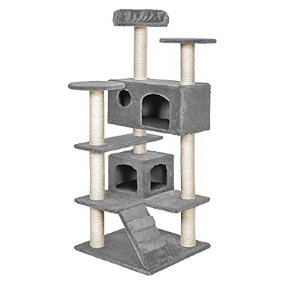 TecTake Arbre à chat 131 cm MICKI Gris, Griffoir, Grattoir, Tronc TECTAKE