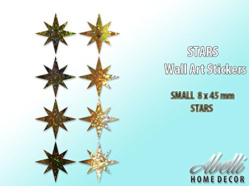 STAR Wall Art Stickers GLITTER GOLD (Small 8 x 45 mm), Abelli Home Decor
