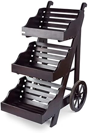Dark 3 Tier Wooden Display Cart 122*54*85