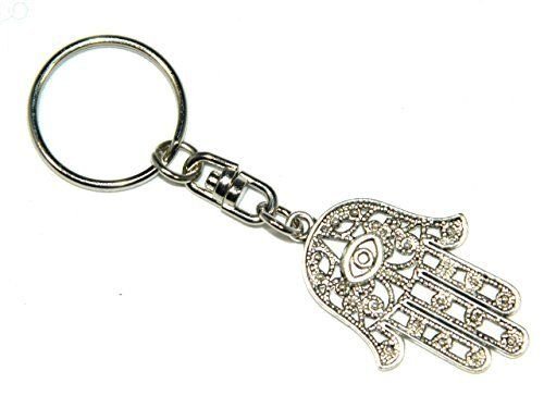 JeannieparnellZ100 - Carded Hamsa Hand with Lucky Evil Eye Keyring - Good Luck Charm - Handmade