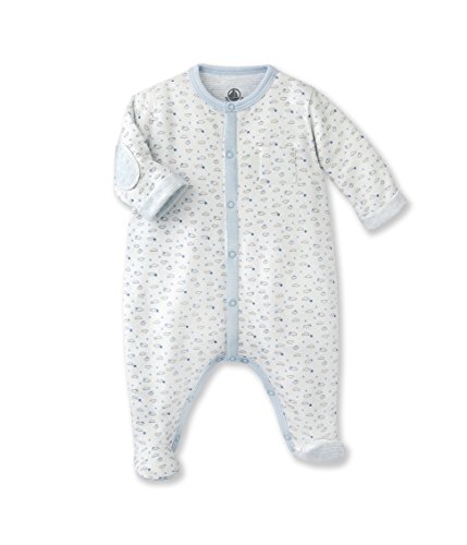 Petit Bateau Baby Boys SABER Crew Neck Long Sleeve Onesie, Blue - Blau (LAIT/FRAICHEUR/MULTICO 94), 0-3 Months (Manufacturer size: 3 mois)