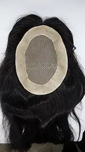 RIDHI INDUSTRIES WIG HOUSE Hair Wig for Women Full Head | Style : Supirior hair patch | Women hair wig for chemo | Short ladies hair wig with Natural human hair (Dark Brown)(8X6 Inch)
