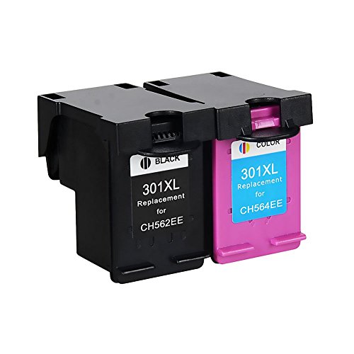 2 Ersatz Tintenpatronen kompatibel zu HP 301XL Schwarz / Farbe für HP DeskJet 1000, 1010, 1050, 1050a, 1055, 1510, 1514, 2050, 2050a, 2050s, 2054a, 2510, 2512, 2514, 2540, 2541, 2542, 2543, 2544, 2547, 2549, 2550, 3000, 3050, 3050a, 3050se, 3050ve, 3052, 3052a, 3054, 3055, 3055a, 3056a, 3057a, 3059a, HP Envy 4500, 4501, 4502, 4504, 4505, 4506, 4507, 4508, 5530, 5532, 5534, 5535, e-All-in-One, HP Officejet 2620, 2622, 2624, 4630, 4632, 4634, 4636 (1Black+1Colour) - 2
