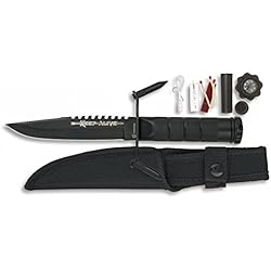 Martinez Albainox 31888 - Cuchillo de Supervivencia, con brújula, kit de pesca, hoja 11 cm