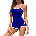 Produktbild Damen Ärmellos Schlinge Jumpsuit Yogogo Einfarbig Bikini Overall Badeanzug Playsuits Baden Hose Sommer Badeanzug Kurzer Strampler Bodysuit Sexy Sport Fitness Workout Slim Fit Leggins Dünne Sporthose