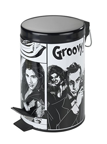 WENKO 21389100 Kosmetik Treteimer Groovy, Fassungsvermögen 3 L, Metall, 17 x 25 x 17 cm, Mehrfarbig